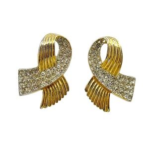Kenneth J Lane Gold tone rhinestone clip on earrings